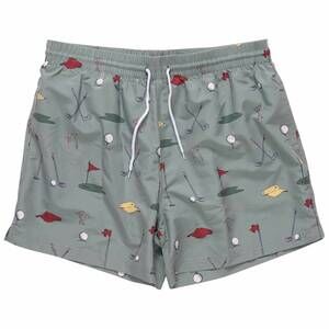 NEW PINK CHICKEN men's tournament swim trunk in green golf